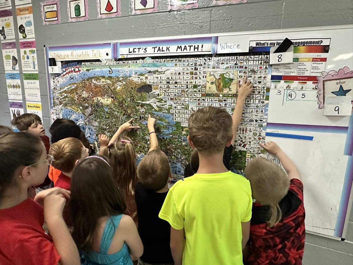 I had a fun surprise for my class today! A huge map that included the USA, Mexico, and Canada. The kids have to find all sorts of monuments and historical figures which then inspires rich conversations and research opportunities. They were captivated all day! <a href="/WBESbears/">Willow Brook Elementary School</a>