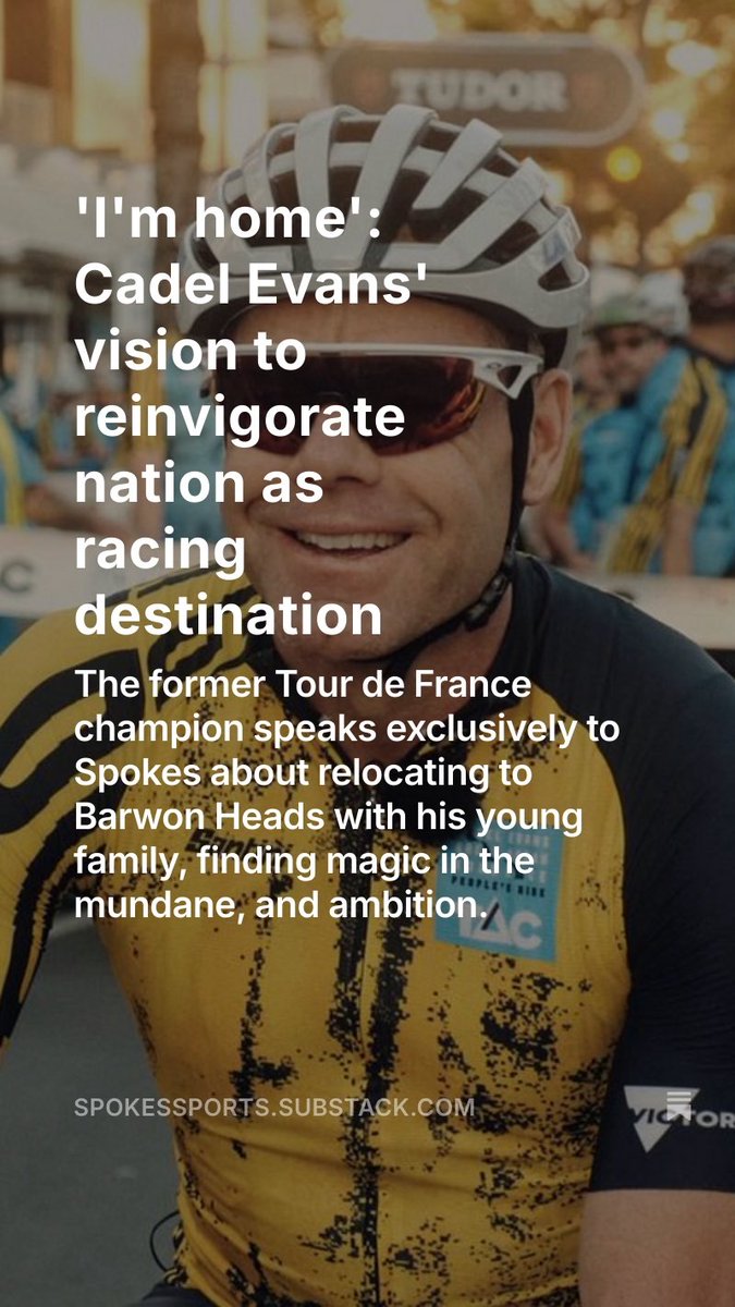 “The level’s never been higher than it is now in pro cycling, and you’ve got two guys head and shoulders above everyone else, and someone who is not far off them.” - <a href="/CadelOfficial/">Cadel Evans</a> 

Subscribe to <a href="/spokessports/">spokessports</a> for the full feature. 

spokessports.substack.com/p/im-home-cade…

#cycling