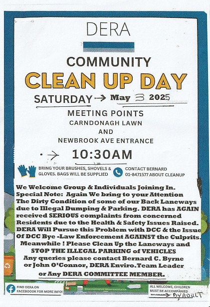 DERA_ie's tweet photo. Clean Up Day 3rd May 2025 https://t.co/aWAlSS8EVg