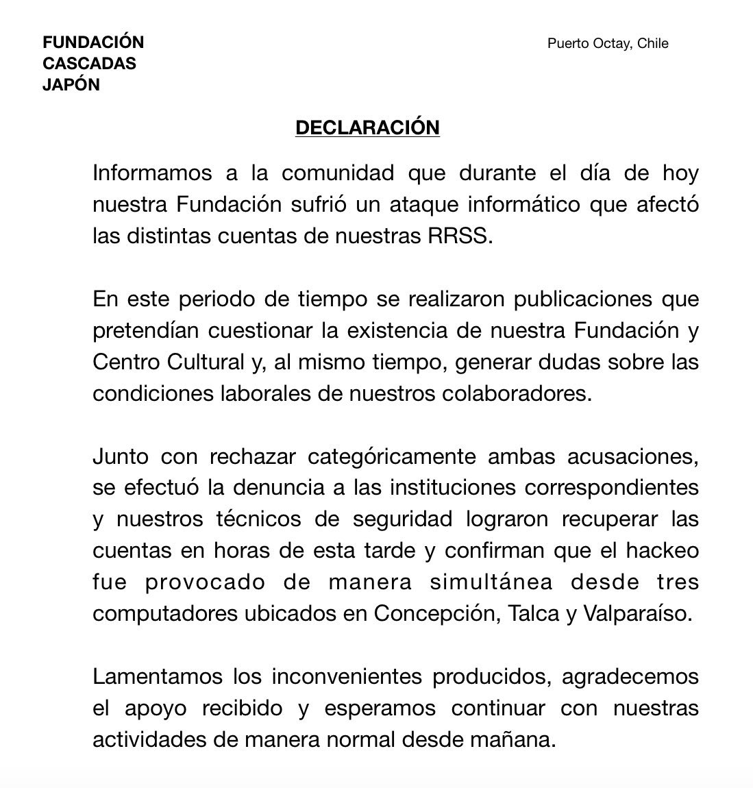 DECLARACIÓN PÚBLICA