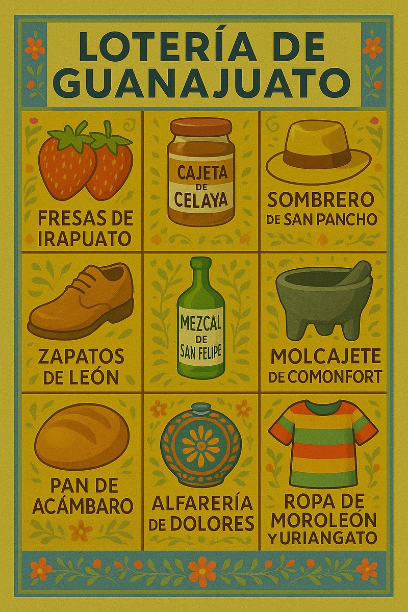 ¡Corre y se va con... laaaas freesaaas de Irapuatooooo! 🍓
¿Ya viste esta carta de lotería con lo mejor de nuestro estado? Cada imagen representa algo que nos llena de orgullo: sabores, tradiciones y talentos que hacen de Guanajuato un lugar único. ¡LOTERÍAAAA!
<a href="/turismogobgente/">Secretaría de Turismo e Identidad</a>