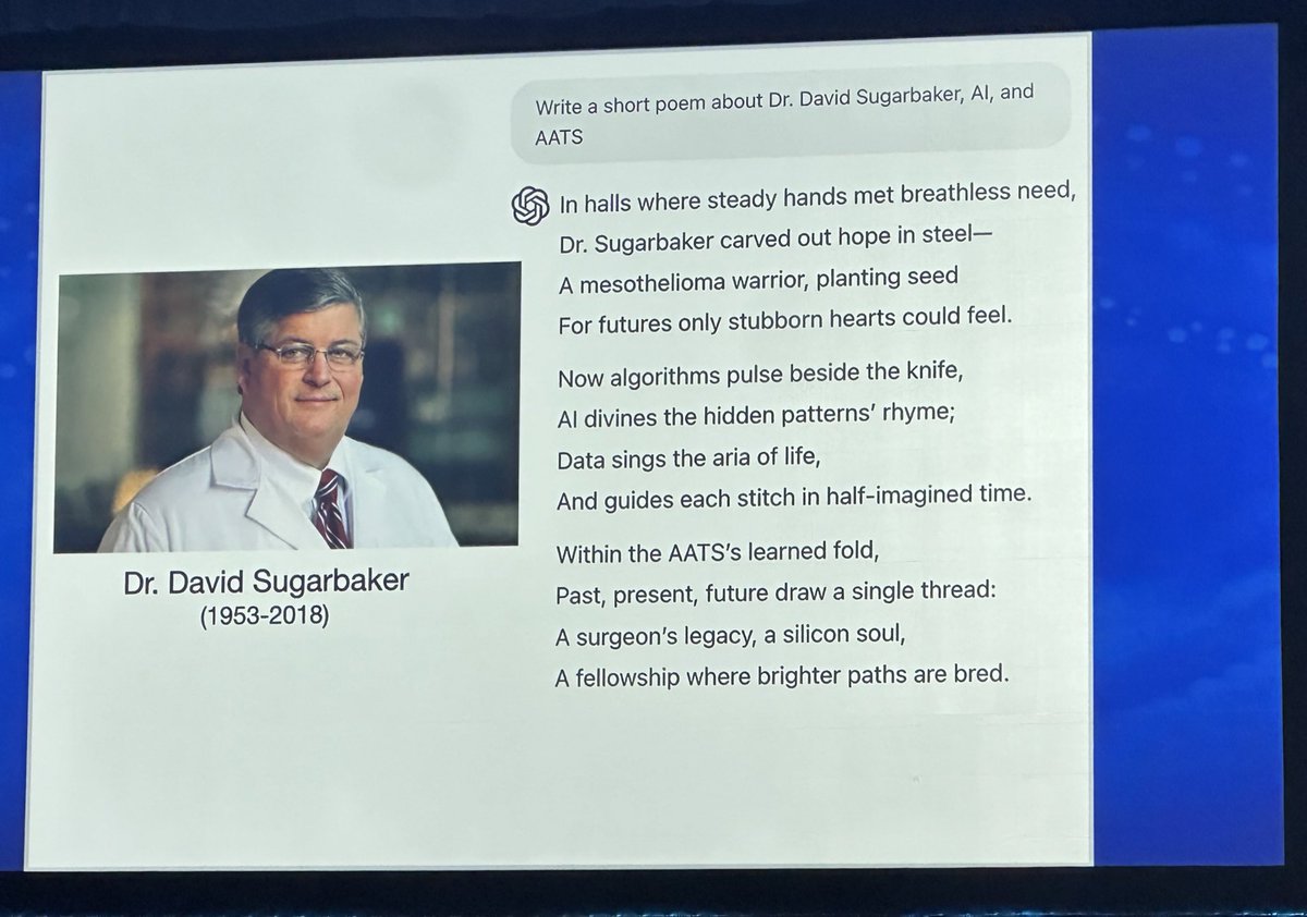 Crystal Zhang, MD, MPH (@crystalzhangmd) on Twitter photo Dr. <a href="/arjunmanrai/">Arjun (Raj) Manrai</a> gave a thought-provoking, cautionary, yet hopeful talk about AI in Medicine and Surgery during #AATS2025, emphasizing the need for physicians to be actively involved in ensuring AI generates accurate medical information <a href="/AATSHQ/">AATS</a> <a href="/HarvardDBMI/">DBMI at Harvard Med</a> <a href="/NEJM_AI/">NEJM AI</a> Dr. <a href="/arjunmanrai/">Arjun (Raj) Manrai</a> gave a thought-provoking, cautionary, yet hopeful talk about AI in Medicine and Surgery during #AATS2025, emphasizing the need for physicians to be actively involved in ensuring AI generates accurate medical information <a href="/AATSHQ/">AATS</a> <a href="/HarvardDBMI/">DBMI at Harvard Med</a> <a href="/NEJM_AI/">NEJM AI</a>