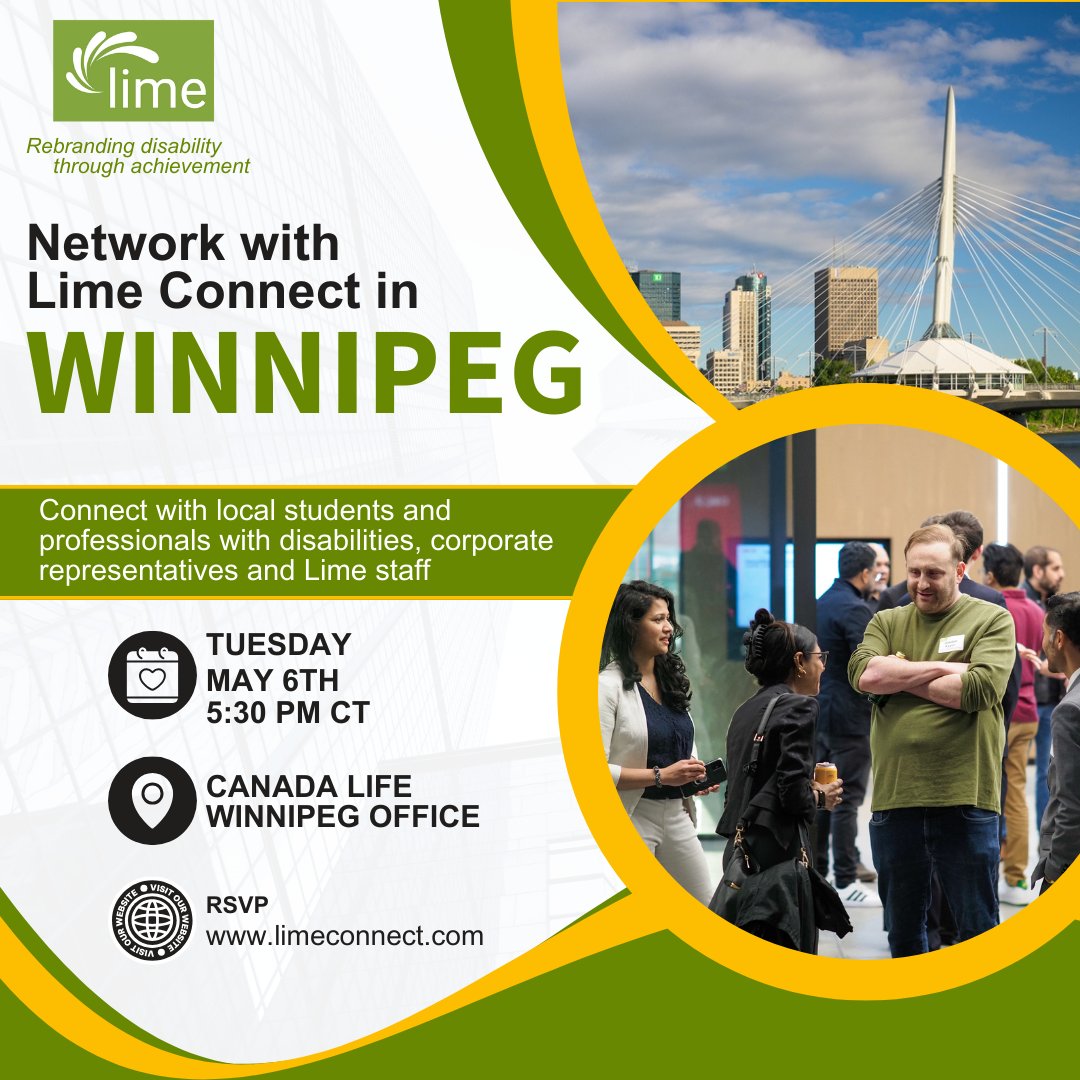 Join us on May 6th, for an evening to connect with fellow members of the Lime Network in the Winnipeg area. There will also be networking opportunities with Lime staff and our partners
To register, join, or log in to our Platform to learn more.
ow.ly/H5py50VriUu