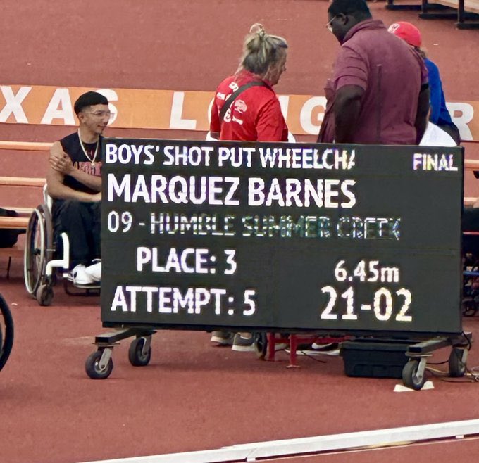 Took on a new challenge this track season coaching our first para athlete in school history. Today, he finished 4th in Shotput with a mark of 21 feet 2 inches. A huge PR and just the start of a great career. Proud to be able to coach this young man. Now, offseason. #ALLIN