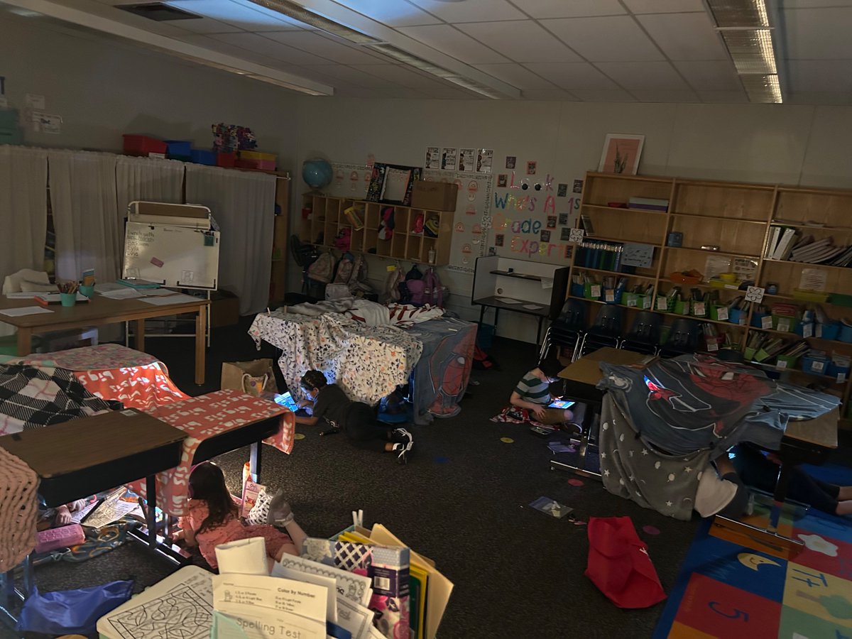 Fort fun in first grade today! Learning is more fun in a fort!