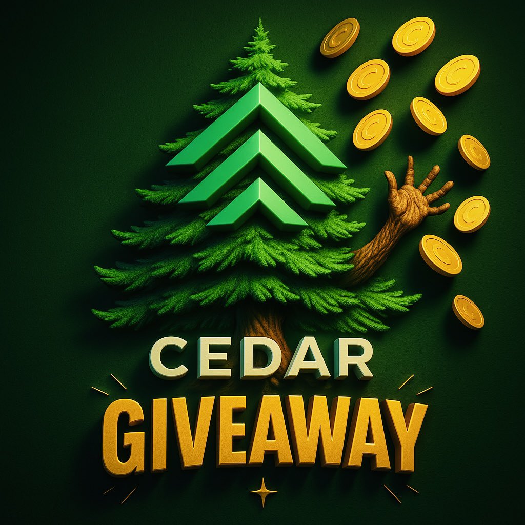 🚨$500 CEDAR ($CDR) GIVEAWAY: DAY 5 OF 7!

We’re still giving away $500 (est. launch price value) worth of Cedar tokens every day until launch! (Winning Tokens distributed within 5 days after launch) 

Cedar officially launches May 6, 2025 at 12 PM EST, don’t miss your chance to