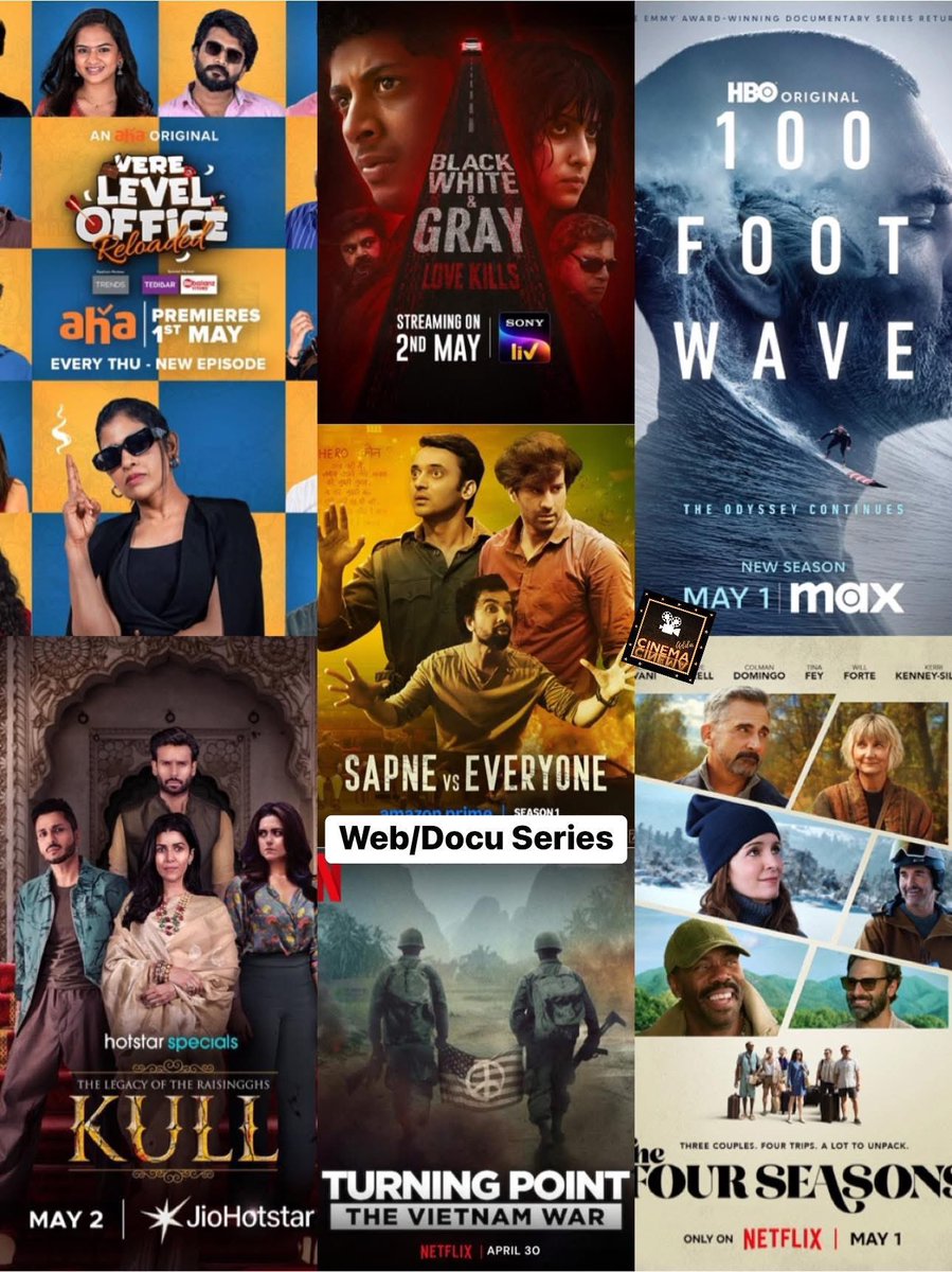 cineAddaUS's tweet photo. May 2025- Week 1 #WeekendKaAdda
Theatrical- #Retro #Thunderbolts #TouristFamily #Raid2 #Bhootnii #HIT3
OTT Movies- #AnotherSimpleFavorOnPrime #Costao #Muthayya #Bromance
Web/Docu Series- #VerelevelOfficeS2 #SapneVsEveryone #BlackWhiteAndGray #Kull https://t.co/52jBBgSYAo