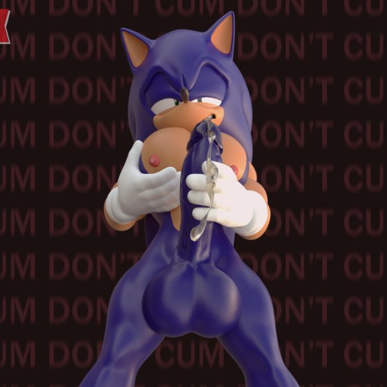 Sonic was hit one of eggmans inventions. and now he is so close to busting his load.

Once he busts he will loose all his powers. It will be GAME OVER.