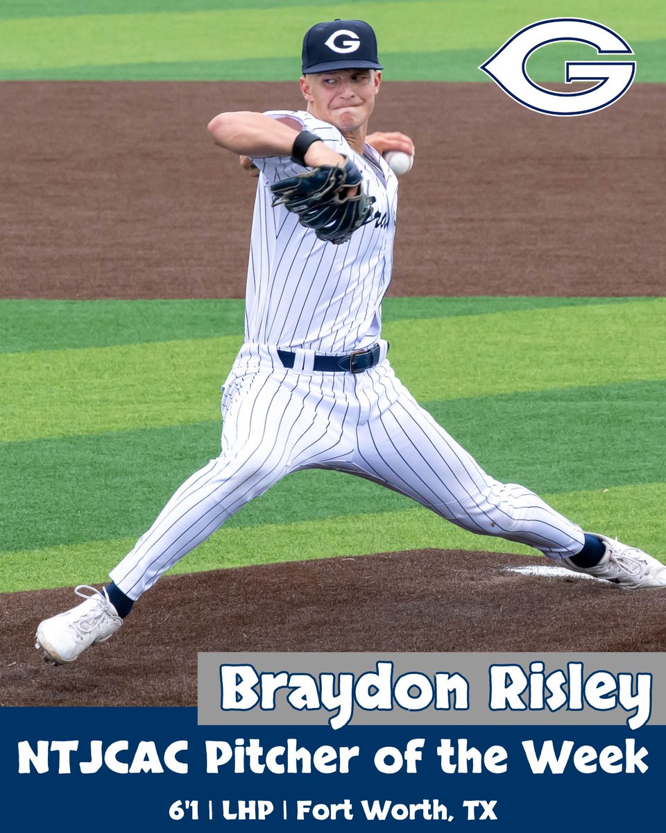 Grayson Baseball (@graysonbaseball) on Twitter photo Big shoutout to Braydon Risley for earning NTJCAC Pitcher of the Week Honors for last week! #GWAY
Risley threw a no-hitter, striking out five against Cisco!
Second time Risley earned NTJCAC Pitcher of the Week honors!
<a href="/CalHernandez1/">Cal Hernandez</a> <a href="/T_Hanson4/">Ty Hanson</a> @ConnorFlanaga11 <a href="/DillonFlores_/">Dillon Flores</a> Big shoutout to Braydon Risley for earning NTJCAC Pitcher of the Week Honors for last week! #GWAY
Risley threw a no-hitter, striking out five against Cisco!
Second time Risley earned NTJCAC Pitcher of the Week honors!
<a href="/CalHernandez1/">Cal Hernandez</a> <a href="/T_Hanson4/">Ty Hanson</a> @ConnorFlanaga11 <a href="/DillonFlores_/">Dillon Flores</a>