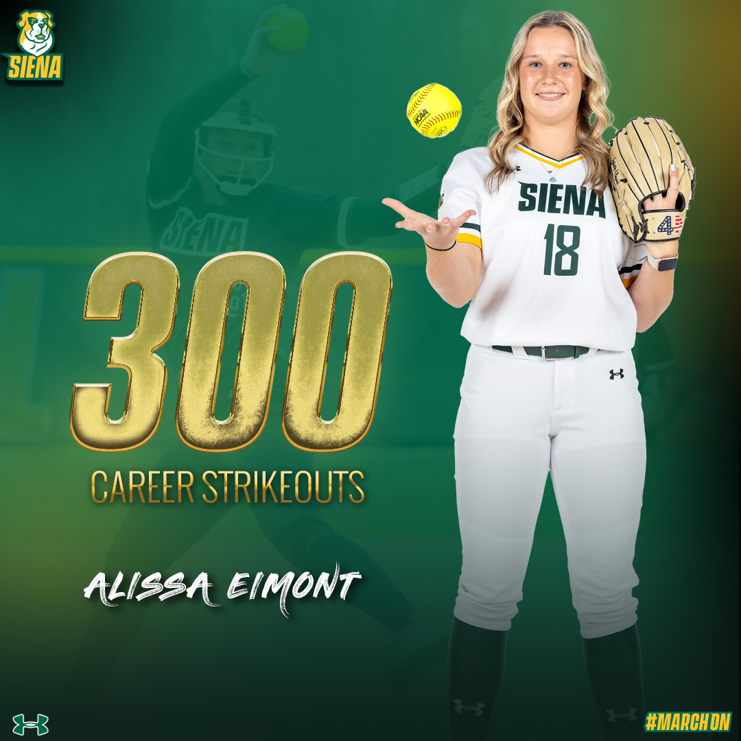 Just the 7⃣th player in #SienaSaints history to hit 3⃣0⃣0⃣ K's 🔥

Congratulations on yet another major milestone, Alissa! 👏

#MarchOn x #MAACSoftball x #NCAASoftball