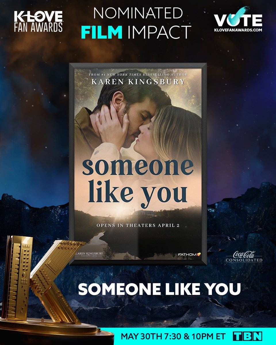 Karen Kingsbury (@karenkingsbury) on Twitter photo 📣 Attention! My movie SOMEONE LIKE YOU just got nominated for the <a href="/klovefanawards/">K-LOVE Fan Awards</a>! And now it's up to all of us to VOTE VOTE VOTE so that Someone Like You can win in the Film Category! 👉 Visit KLOVEFanAwards.com and make your voice heard! I’m so excited, friends!!! 🎉🎉 📣 Attention! My movie SOMEONE LIKE YOU just got nominated for the <a href="/klovefanawards/">K-LOVE Fan Awards</a>! And now it's up to all of us to VOTE VOTE VOTE so that Someone Like You can win in the Film Category! 👉 Visit KLOVEFanAwards.com and make your voice heard! I’m so excited, friends!!! 🎉🎉