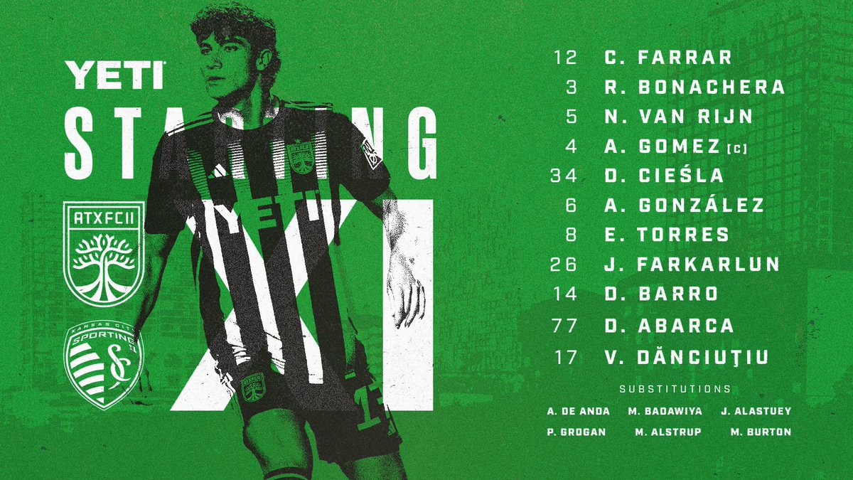 Today’s Starting XI to take on SKCII!

#AustinFCII x <a href="/YETICoolers/">YETI</a>