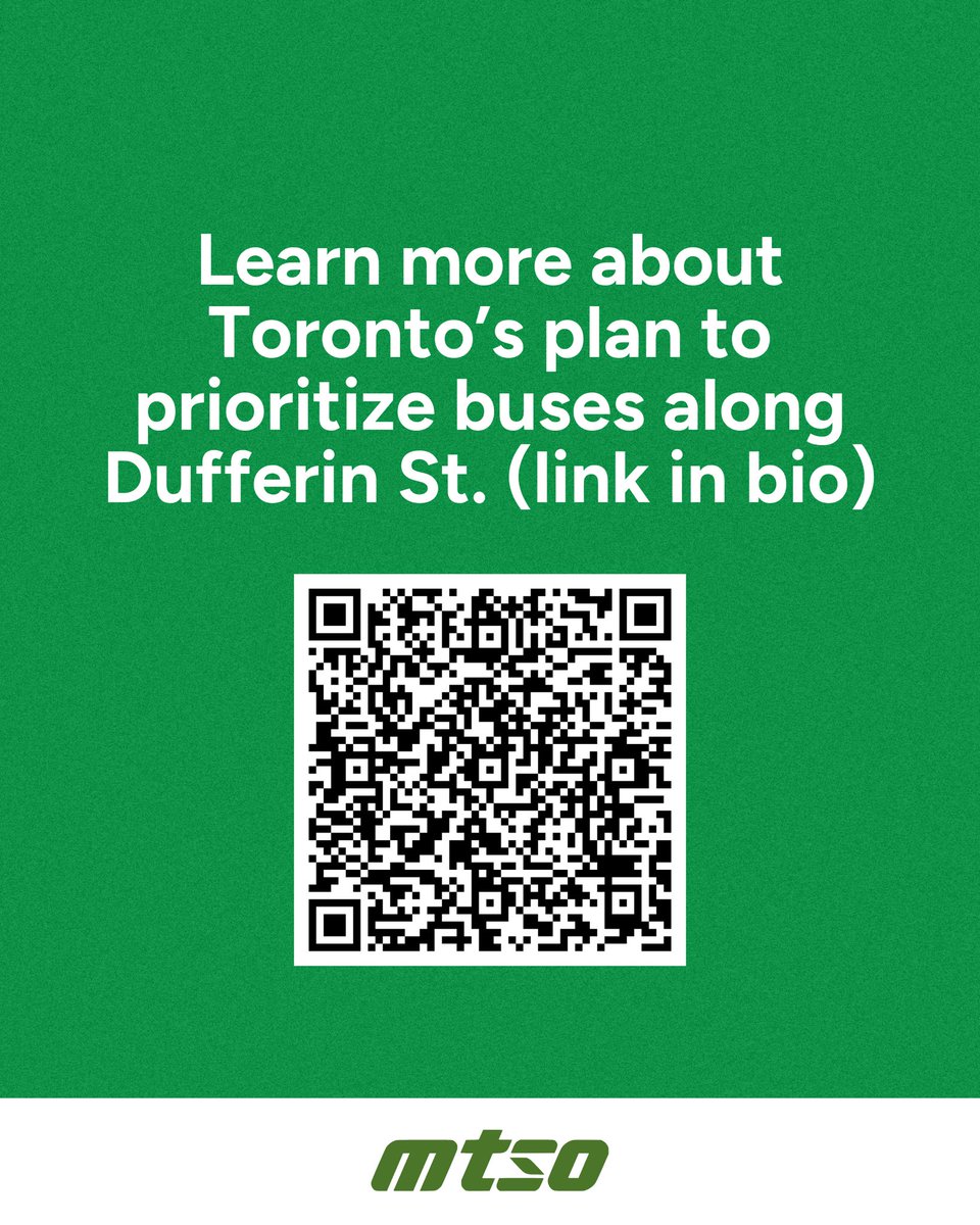 Toronto is planning 7.1 km of priority transit lanes on Dufferin Street in order to reduce delays and improve reliability for transit riders!

Give your feedback and support via the online survey or at the drop-in public meetings! Link in bio.