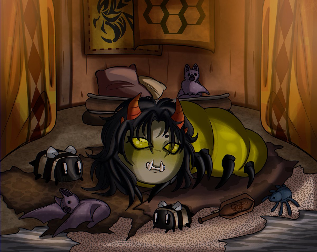 ForgetMeWolf's tweet photo. 💛And now for my last lil grub, Ohanko Tongva! Baby wasp! Even so young, he looks devious!💛
Art by KurayaMikiru!
#Homestuck #Hiveswap #fantroll #troll #dancestor #grub #wriggler #oc #ocart #art #OhankoTongva https://t.co/JTnjD5lkOp