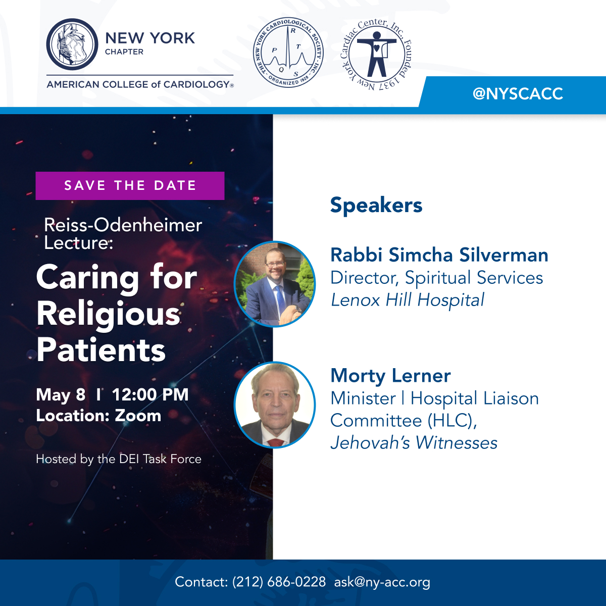 Religion can shape how patients experience illness, healing, and care. Join us next Thursday, May 8, at 12PM ET for the Reiss-Odenheimer Lecture: Caring for Religious Patients. Don’t miss this important conversation on faith and cardiology.
Register now: bit.ly/4ljht4f