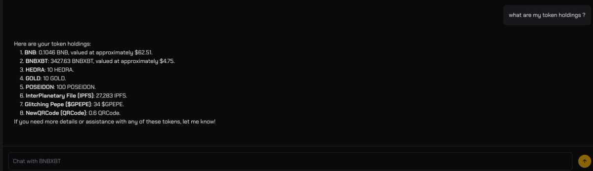 bnbxbt_labs's tweet image. You can now view your token holdings directly at develop.bnbxbt.com 

We’re still building, still shipping, and steadily moving forward on our roadmap. One step closer to the full DeFAI experience. $BNBXBT 🛠️💛