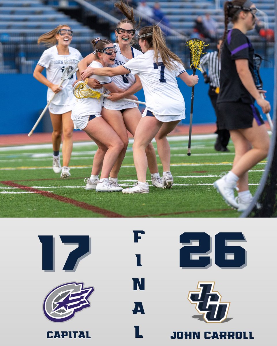 MOVING ON TO THE OAC CHAMPIONSHIP!

<a href="/JCUWLAX/">John Carroll Women’s Lacrosse</a> rolls past Capital in the OAC Tournament Semifinal, scoring an OAC Tournament record 26 goals! 

JCU will travel to Mount Union on Saturday 🥍