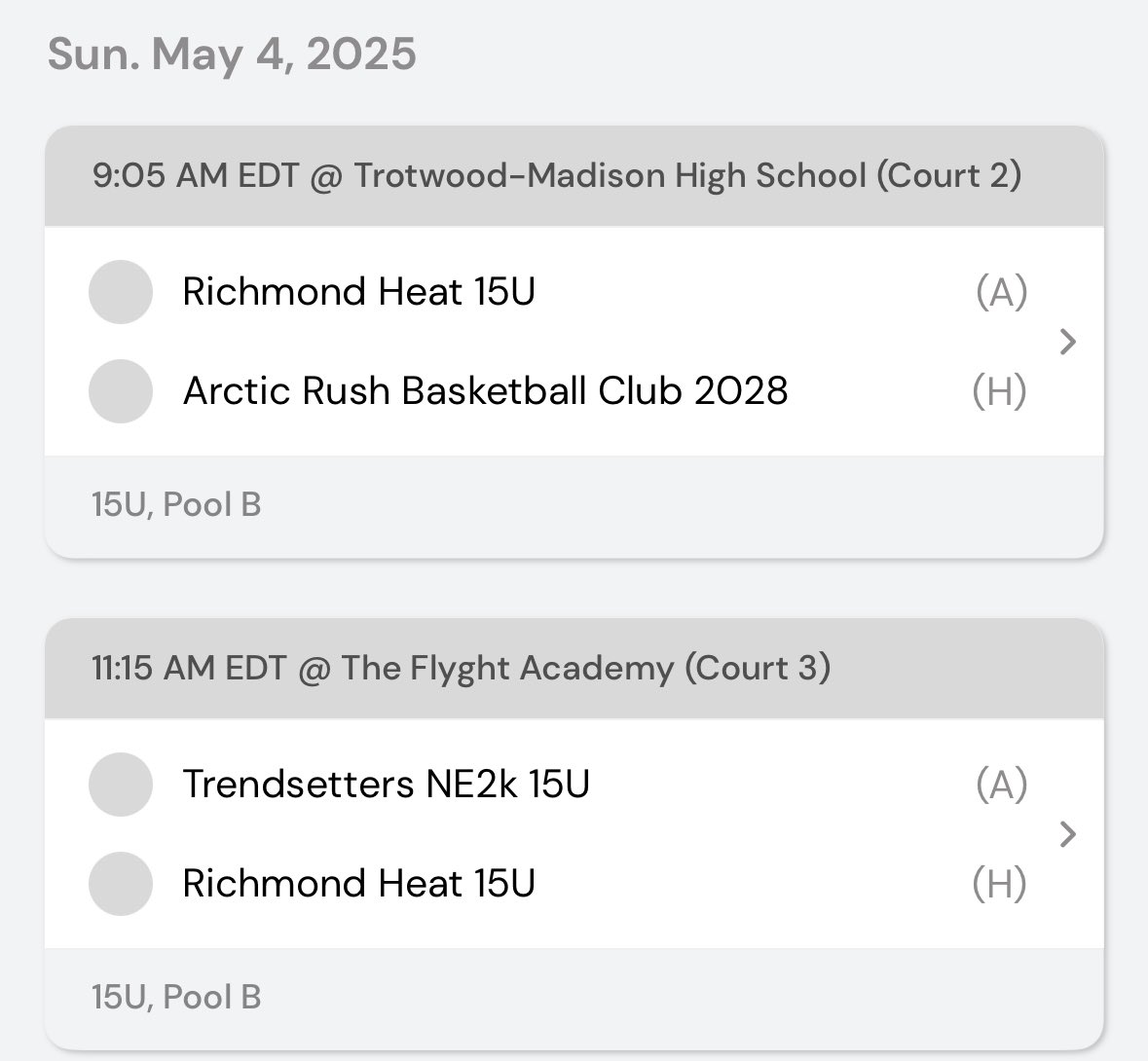 Abi King (@abiking02) on Twitter photo Hope to see you in Dayton at the Grassroots in Gem City <a href="/PGHCircuit/">Prep Girls Hoops Circuit 🏀</a> tournament.
Richmond Heat 15U
basketball.exposureevents.com/237383/event/t… Hope to see you in Dayton at the Grassroots in Gem City <a href="/PGHCircuit/">Prep Girls Hoops Circuit 🏀</a> tournament.
Richmond Heat 15U
basketball.exposureevents.com/237383/event/t…