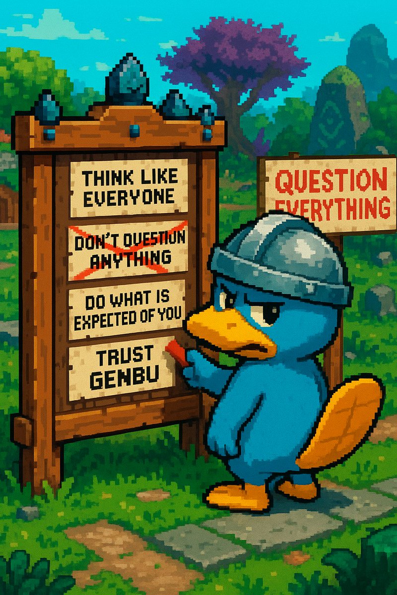 Why does everyone think alike? Where are the rebels?

🪧 I broke the rules.
And you… what are you afraid of?

#TowerOfMyths #AsharaStudios #GenbusTravel #Nu