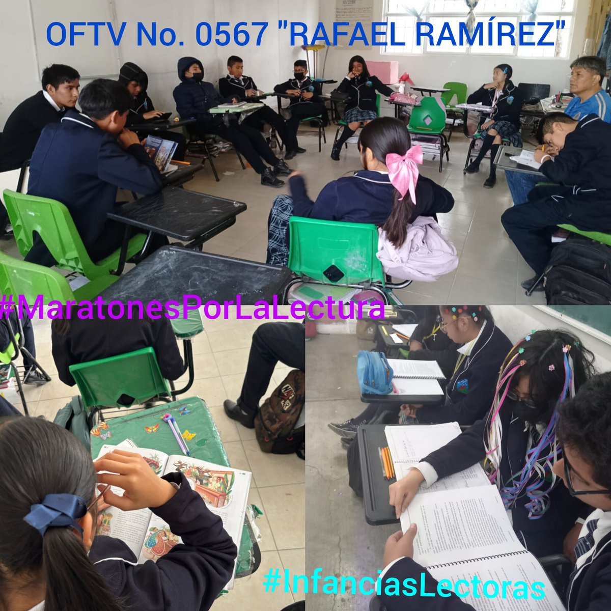 OFTV567RR's tweet photo. La Escuela Telesecundaria No. 0567 "Rafael Ramírez", de la Colonia Agrarista, en el municipio de Chalco, participando en la Estrategia Nacional de Lectura.
#MaratonesPorLaLectura #InfanciasLectoras https://t.co/tgws8RGPTl