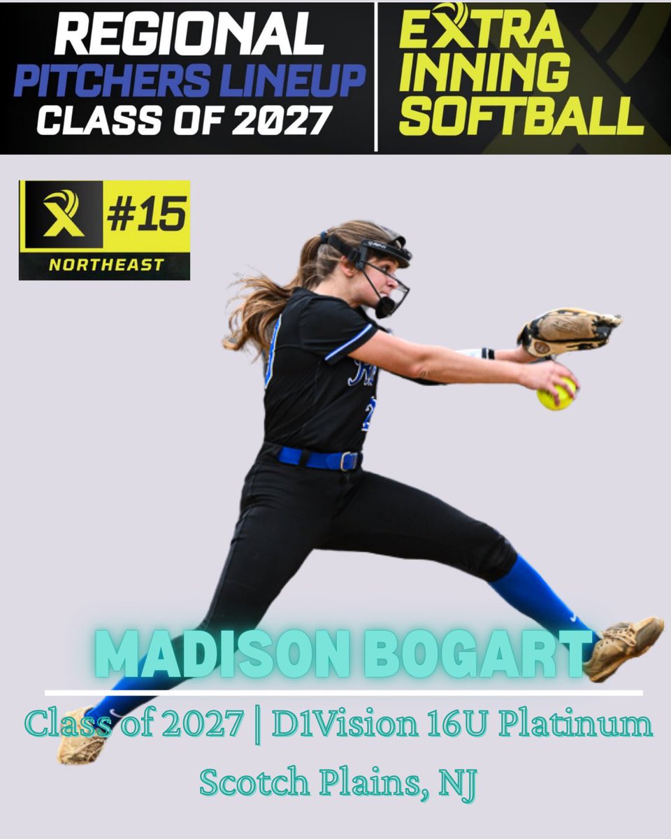 Madison Bogart 2027 (@mbogart2027) on Twitter photo Honored to be selected by Extra Inning Softball as an All Region Pitcher for the 2027 Class, Northeast Region. Thank you <a href="/ExtraInningSB/">EXTRA INNING SOFTBALL</a> for including me & to the countless coaches who have helped me along the way. So many great pitchers in this class and I’m so happy to be listed Honored to be selected by Extra Inning Softball as an All Region Pitcher for the 2027 Class, Northeast Region. Thank you <a href="/ExtraInningSB/">EXTRA INNING SOFTBALL</a> for including me & to the countless coaches who have helped me along the way. So many great pitchers in this class and I’m so happy to be listed