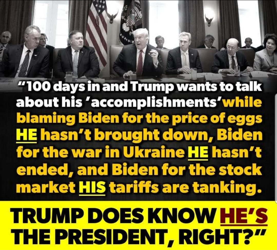 The_Real_Mccall's tweet photo. When will this 🤡 ever take accountability? He's a joke on the international stage. #TrumpRecession #TrumpTariffs #Trump #TrumpMarketCrash https://t.co/9aLzV2GwGp