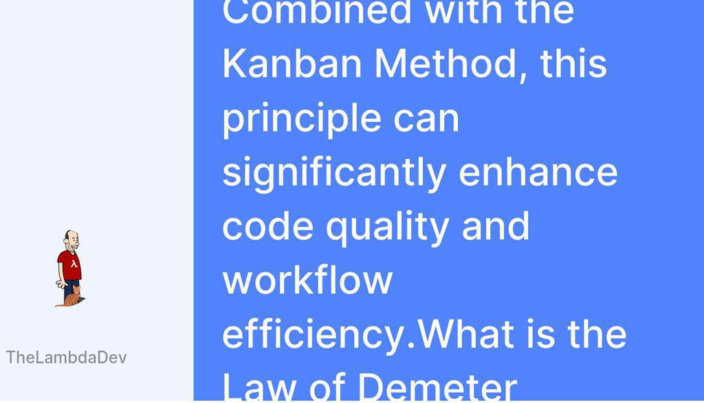 agnaldo4j's tweet image. Implementing the Law of Demeter with the Kanban Method: lttr.ai/AeE5K

#DemetersLaw #SoftwareDevelopment #ExtremeProgramming