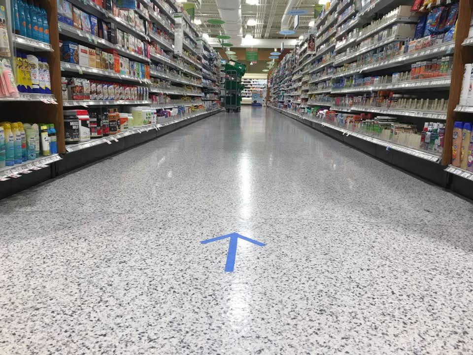 INFPaully's tweet image. April 30, 2020. Publix one way aisles. I got really dirty looks and even blocked by a lady’s shopping cart for disobeying the arrows. 💀