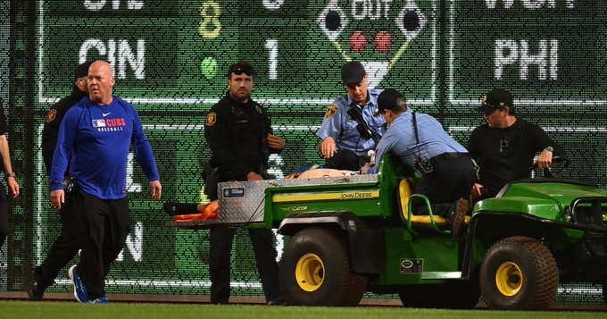 #BREAKING A fan was carted off the field after falling from the stands at a Pirates-Cubs game in Pittsburgh.