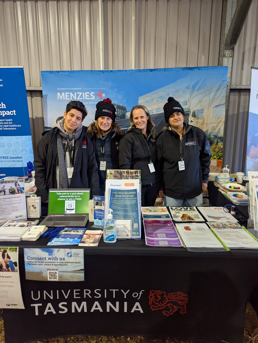 Menzies Institute for Medical Research (@researchmenzies) on Twitter photo Heading to Agfest 2025? Visit our stand in the <a href="/UTAS_/">University of Tasmania</a> pavilion and chat to these friendly folk about our current #research studies on #jointpain, #stroke, #cancer treatment, #bushfiresmoke, #heartdisease, #MultipleSclerosis and more. Find out how you can participate today 🙌 Heading to Agfest 2025? Visit our stand in the <a href="/UTAS_/">University of Tasmania</a> pavilion and chat to these friendly folk about our current #research studies on #jointpain, #stroke, #cancer treatment, #bushfiresmoke, #heartdisease, #MultipleSclerosis and more. Find out how you can participate today 🙌