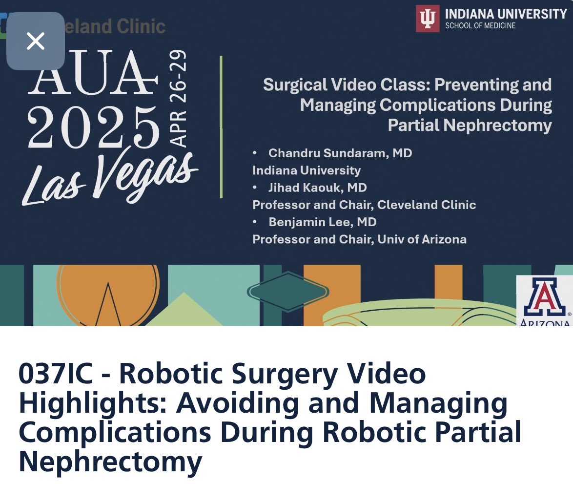 Chandru Sundaram, MD, MBA (@csundarammd) on Twitter photo Thanks to <a href="/drjkaouk/">Dr. J. Kaouk</a> and Dr. Ben Lee, we had a well attended interactive course on robotic partial nephrectomy #AUA25. This course is accessible for those who missed it on the AUA25 app On Demand at aua2021.app.swapcard.com/event/2025-ann… <a href="/IUuro/">Indiana University Department of Urology</a> Thanks to <a href="/drjkaouk/">Dr. J. Kaouk</a> and Dr. Ben Lee, we had a well attended interactive course on robotic partial nephrectomy #AUA25. This course is accessible for those who missed it on the AUA25 app On Demand at aua2021.app.swapcard.com/event/2025-ann… <a href="/IUuro/">Indiana University Department of Urology</a>