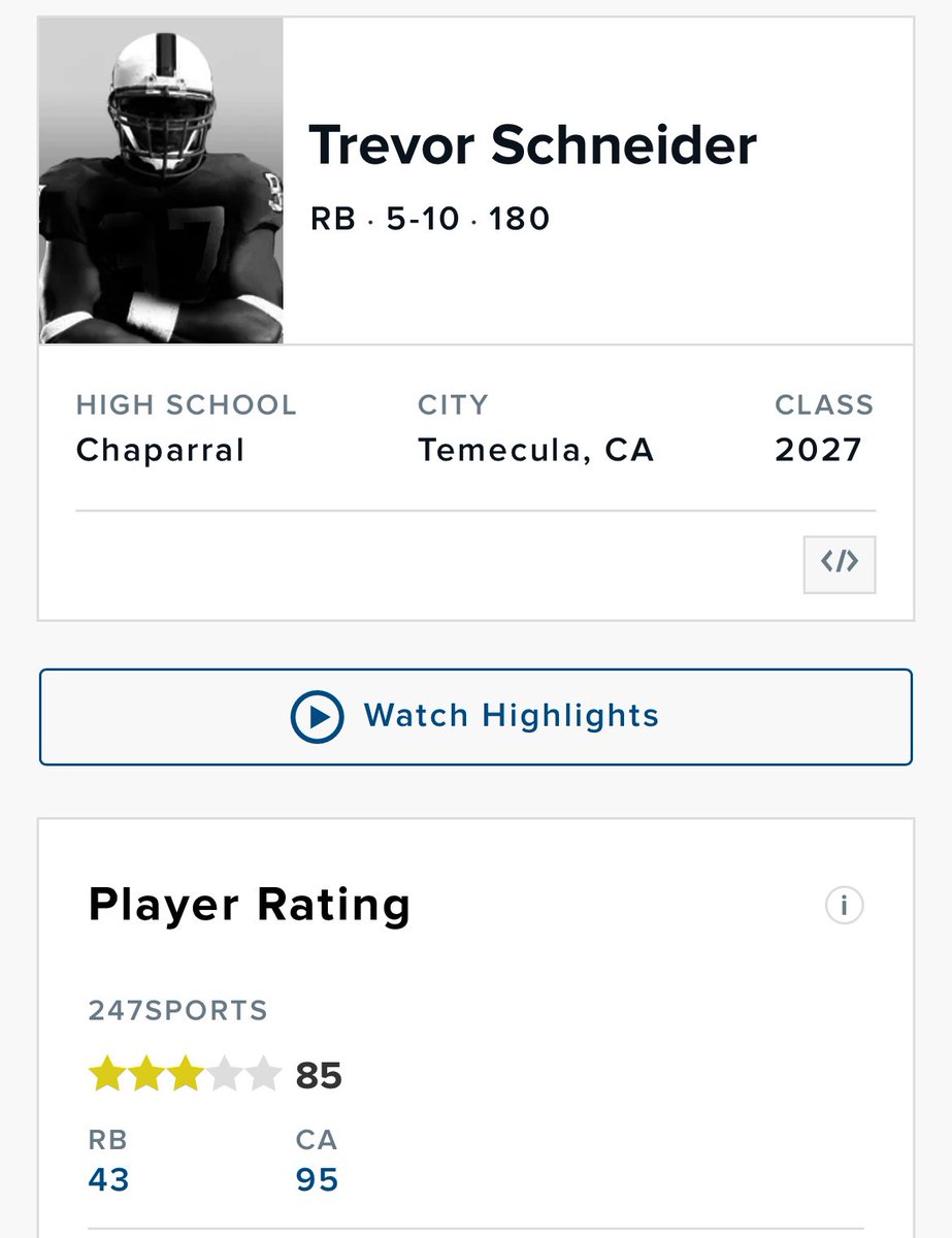 Trevor Schneider (@trevorschneid07) on Twitter photo Wow!! Honored and greatful to be a 3⭐️. Work doesn’t stop!! <a href="/GregBiggins/">Greg Biggins</a> <a href="/BrandonHuffman/">Brandon Huffman</a> <a href="/PGregorian/">Paul Gregorian</a> <a href="/Coach_Ramer/">Coach Ramer</a> <a href="/coach_jpayne/">Jason Payne</a> <a href="/CoachDeeWR/">D’Vonte McKneely</a> <a href="/JReyes_NP/">Jordan Reyes</a> <a href="/chaparralpumafb/">Chaparral Puma Football</a> <a href="/247Sports/">247Sports</a> <a href="/CoachRexRhino/">Michael Fuller</a> Wow!! Honored and greatful to be a 3⭐️. Work doesn’t stop!! <a href="/GregBiggins/">Greg Biggins</a> <a href="/BrandonHuffman/">Brandon Huffman</a> <a href="/PGregorian/">Paul Gregorian</a> <a href="/Coach_Ramer/">Coach Ramer</a> <a href="/coach_jpayne/">Jason Payne</a> <a href="/CoachDeeWR/">D’Vonte McKneely</a> <a href="/JReyes_NP/">Jordan Reyes</a> <a href="/chaparralpumafb/">Chaparral Puma Football</a> <a href="/247Sports/">247Sports</a> <a href="/CoachRexRhino/">Michael Fuller</a>