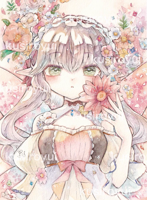 「春風」#アナログ絵 #透明水彩#フラワームーンに妖精は踊る 