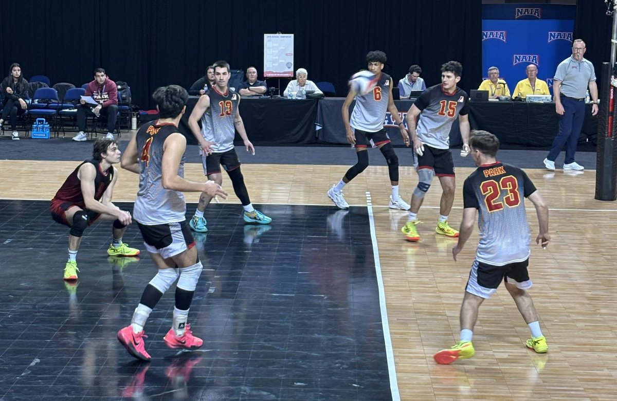 The <a href="/ParkUniversity/">Park University</a> <a href="/ParkPirates/">Park Pirates</a> men’s volleyball team takes a 2-0 lead against <a href="/Go_Mustangs/">Mount Mercy Mustangs</a>, winning the second set 26-24 in pool play action at the <a href="/NAIA/">NAIA</a> national tournament.