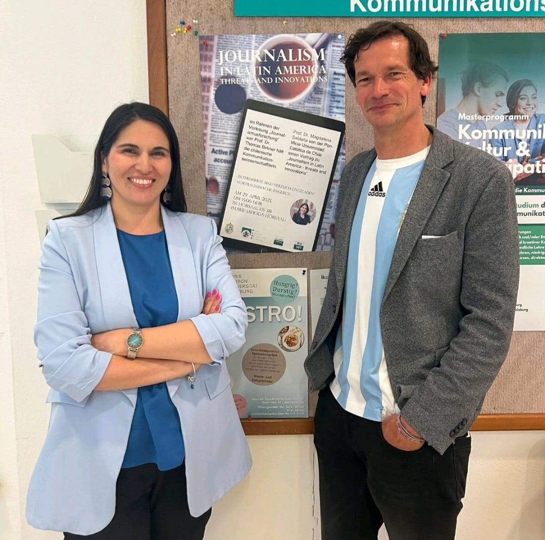 Comunicaciones (@fcomuc) on Twitter photo La profesora <a href="/magdalenasaldan/">Magdalena Saldaña</a> estuvo de visita esta semana en <a href="/KowiSalzburg/">KoWi Salzburg</a>, invitada por el profesor <a href="/ThomasBirkner/">Thomas Birkner</a>. Entre sus actividades, conversó con académicos y con estudiantes de pre y postgrado sobre investigaciones recientes en periodismo latinoamericano. 👏👏👏 La profesora <a href="/magdalenasaldan/">Magdalena Saldaña</a> estuvo de visita esta semana en <a href="/KowiSalzburg/">KoWi Salzburg</a>, invitada por el profesor <a href="/ThomasBirkner/">Thomas Birkner</a>. Entre sus actividades, conversó con académicos y con estudiantes de pre y postgrado sobre investigaciones recientes en periodismo latinoamericano. 👏👏👏