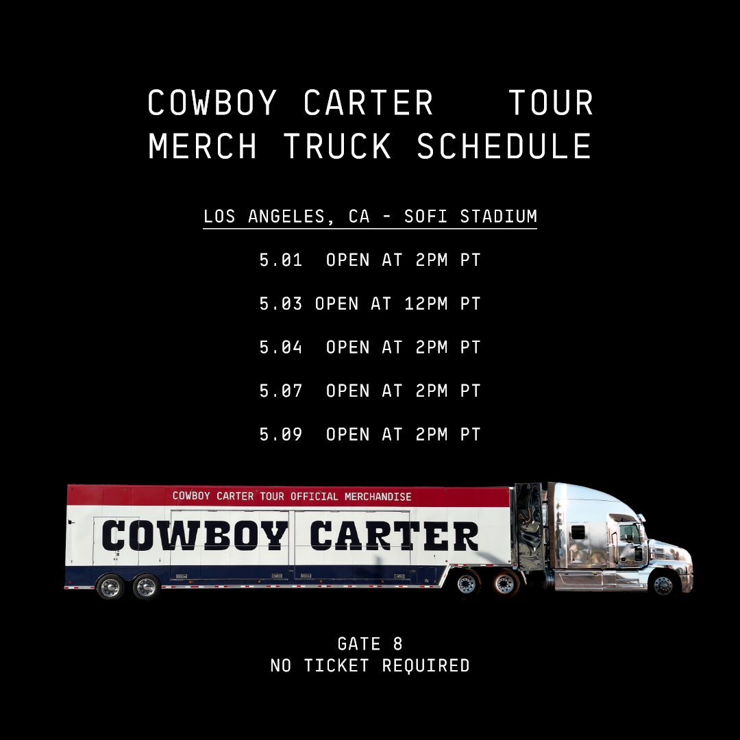 COWBOY CARTER TOUR official merch truck schedule, don’t miss out ⬇️