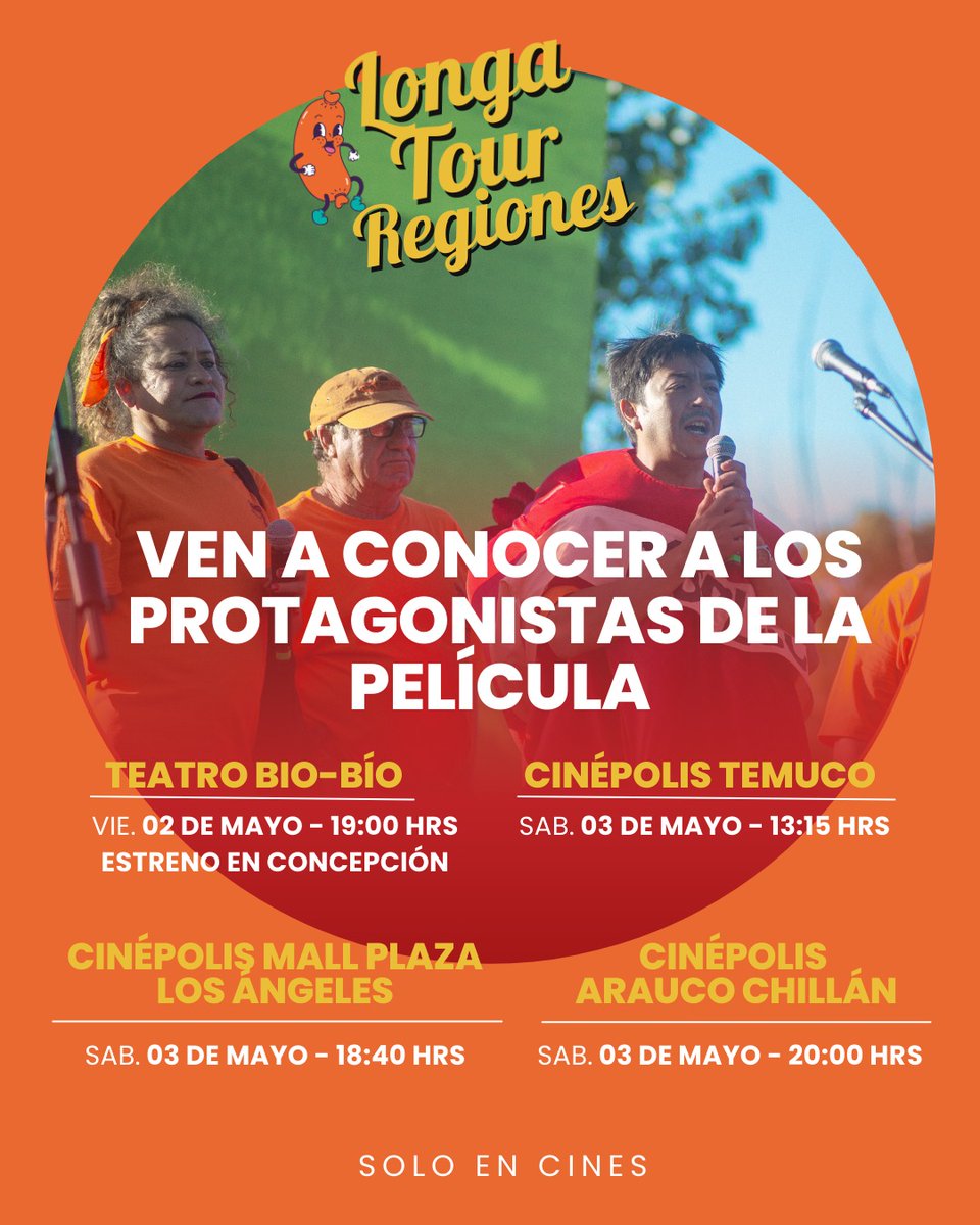 El Longa Tour de Denominación de Origen se va a regiones 🎬💚🌭

¡Nos vemos en Concepción, Temuco, Los Ángeles y Chillán! 🌭🎬