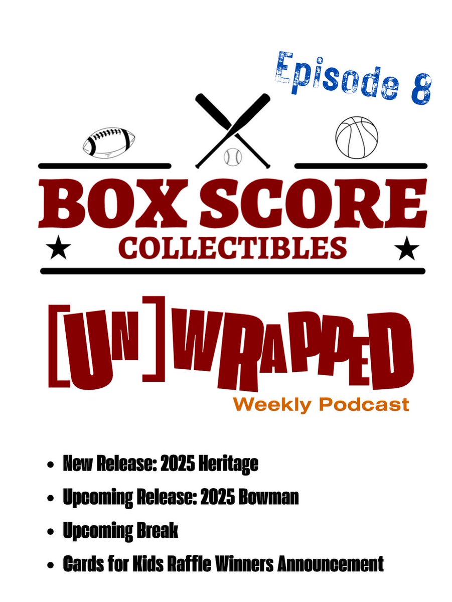 BoxScoreCa's tweet photo. Tonight we will be going live with Box Score [Un]Wrapped. We will talk 2025 Topps Heritage, the upcoming 2025 Bowman and announce the winners from the Cards for Kids Raffle done at Banner Island Ballpark this past Saturday, April 26th. https://t.co/C23uDOTEw4