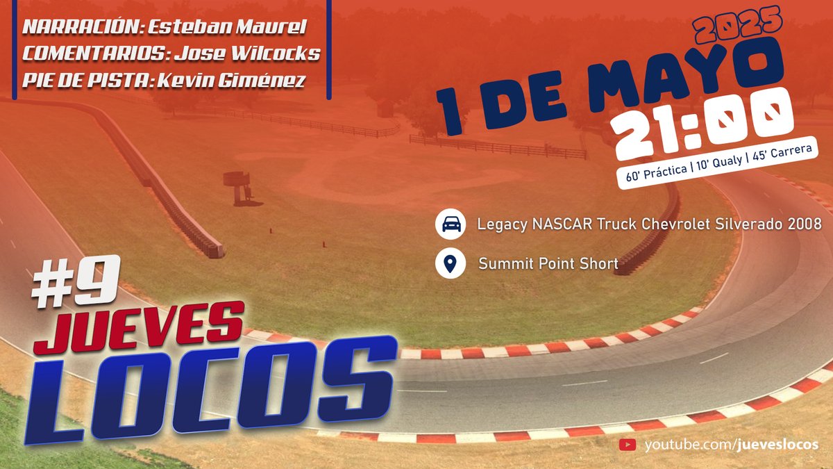 Mañana #juevesloco! Repetimos la que no se pudo hacer la semana pasada por la caida de iracing

Os esperamos!!!!