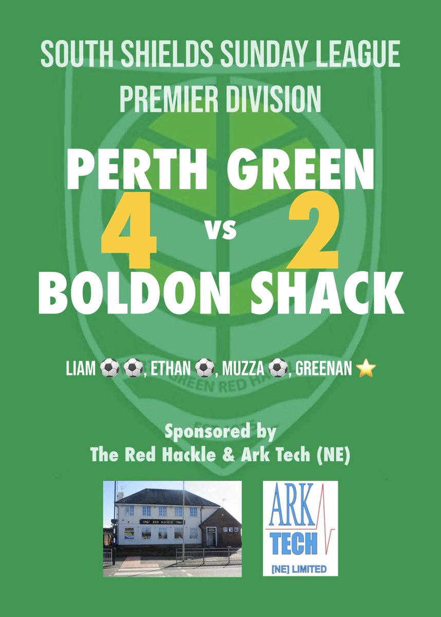 _PerthGreenFC's tweet image. …before we finished our season with a win against The Shack in our final fixture. 

Huge thank you to our generous sponsors, @LeeJarraHackle, @RedHackleJarrow and @ArktechNE, for their continued support.