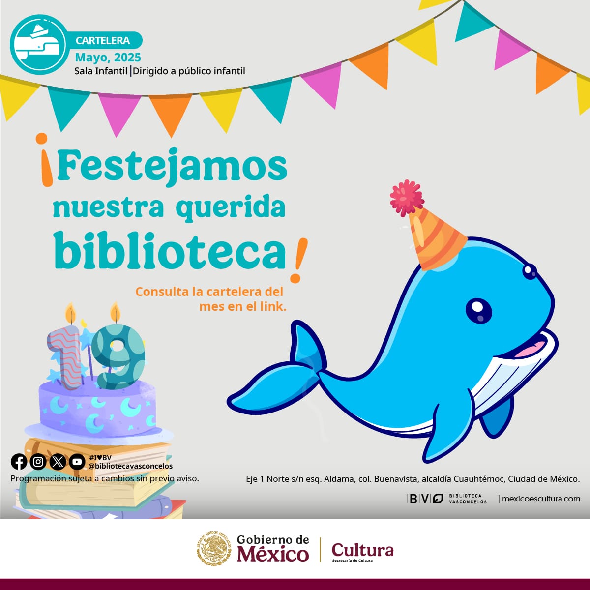 VSCLS's tweet photo. ¡Los esperamos en la Sala Infantil en un mes de muchos festejos!
Consulta la programación de mayo en el siguiente link: https://t.co/lFELFbVigG
#formandolectores
#SalaInfantil
#I♥BV🐋📖 https://t.co/XecphDsoDY