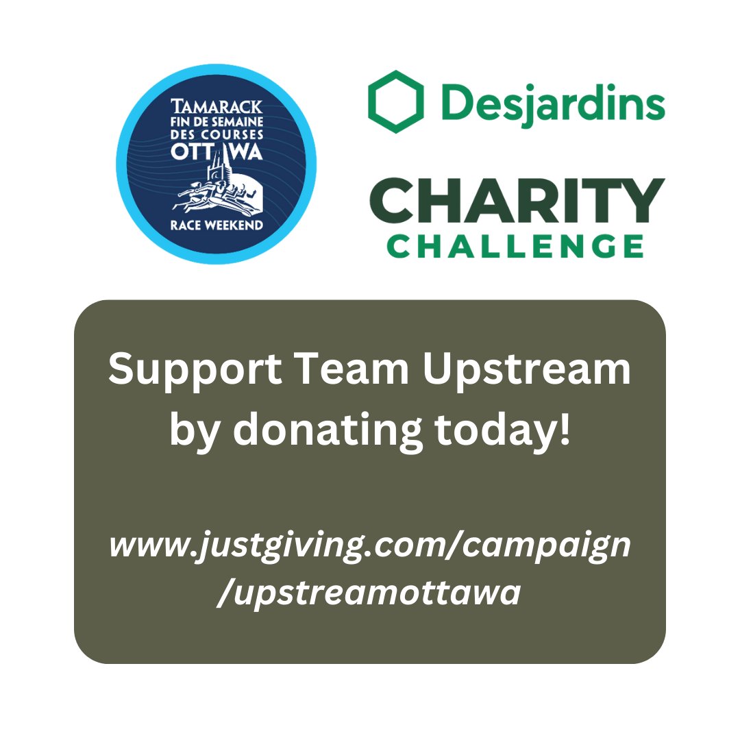 For the second year in a row, our Development Officer, Catherine, is running the Ottawa Race Weekend 10k event in support of Upstream!

Want to support Team Upstream in raising money for wraparound mental health and substance-use health services? Visit justgiving.com/campaign/upstr…