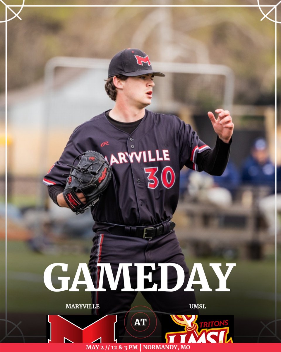 Maryville Athletics (@maryvillesaints) on Twitter photo ⚾️ | Battle for the Arch to end the season! ⚔️
<a href="/BaseballMU/">Maryville University Baseball</a> | #BigRedM
⏰ 12 & 3 PM
🆚 UMSL
📊 tinyurl.com/35uk9crm
📺 GLVCSN.com/UMSL ⚾️ | Battle for the Arch to end the season! ⚔️
<a href="/BaseballMU/">Maryville University Baseball</a> | #BigRedM
⏰ 12 & 3 PM
🆚 UMSL
📊 tinyurl.com/35uk9crm
📺 GLVCSN.com/UMSL