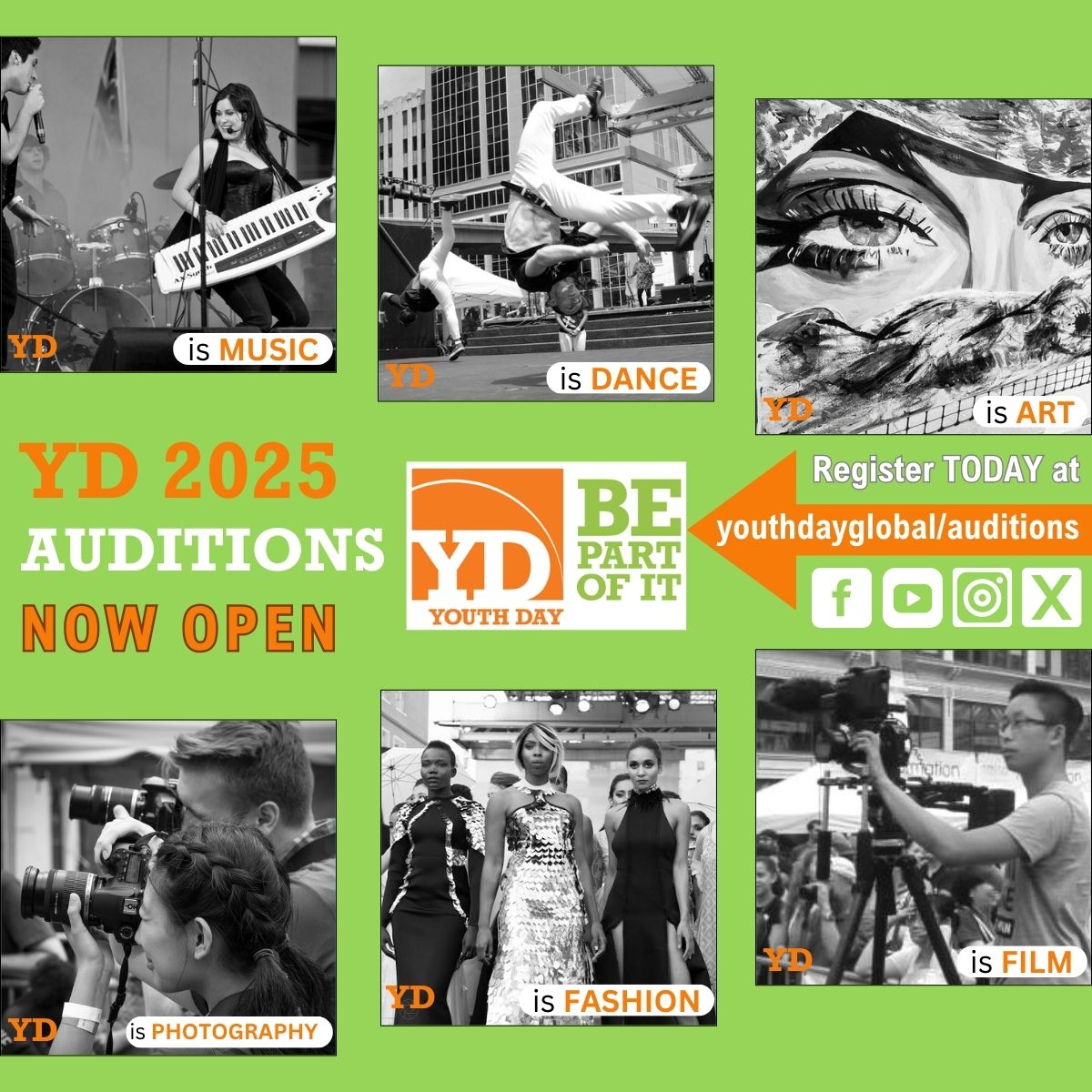 YOUTH DAY Toronto (@ydtoronto) on Twitter photo ALERT: YOUTH DAY 2025 - AUDITIONS CLOSE at MIDNIGHT TONIGHT!!! 19 Years of FREE STAGES for Artists & Talent keeps getting better & better! If you're under 29 and want to SHINE, join the YD Family to grow your followers - AUDITION TODAY youthdayglobal.com/auditions & BE PART OF IT!🙂 ALERT: YOUTH DAY 2025 - AUDITIONS CLOSE at MIDNIGHT TONIGHT!!! 19 Years of FREE STAGES for Artists & Talent keeps getting better & better! If you're under 29 and want to SHINE, join the YD Family to grow your followers - AUDITION TODAY youthdayglobal.com/auditions & BE PART OF IT!🙂