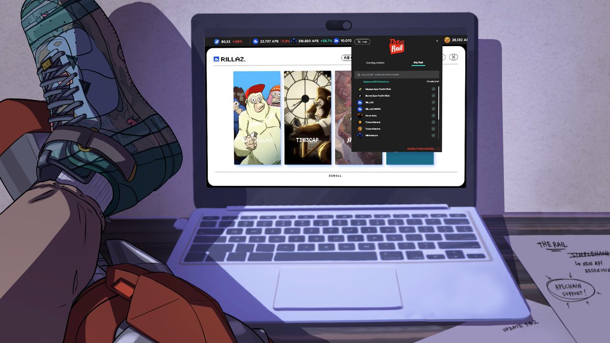 Been working on some fixes and updates for The Rail Chrome Extension 🛤️

Now with ApeChain NFT support! 🦍 Keep track of crypto prizes, NFT floor prices, volume and sales of your fav $APE collections at all times!