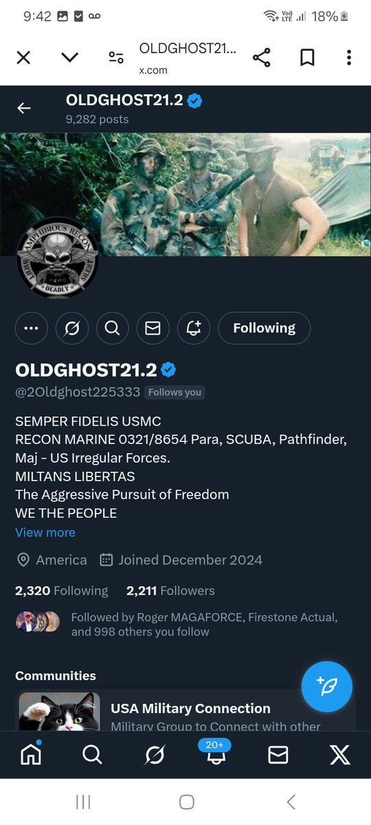 We love our military here here's a USMC VET  ,Can we show <a href="/2Oldghost225333/">OLDGHOST21.2</a> some love and support with follows and reposts 💪🫶👊👍💥💯 let's do this