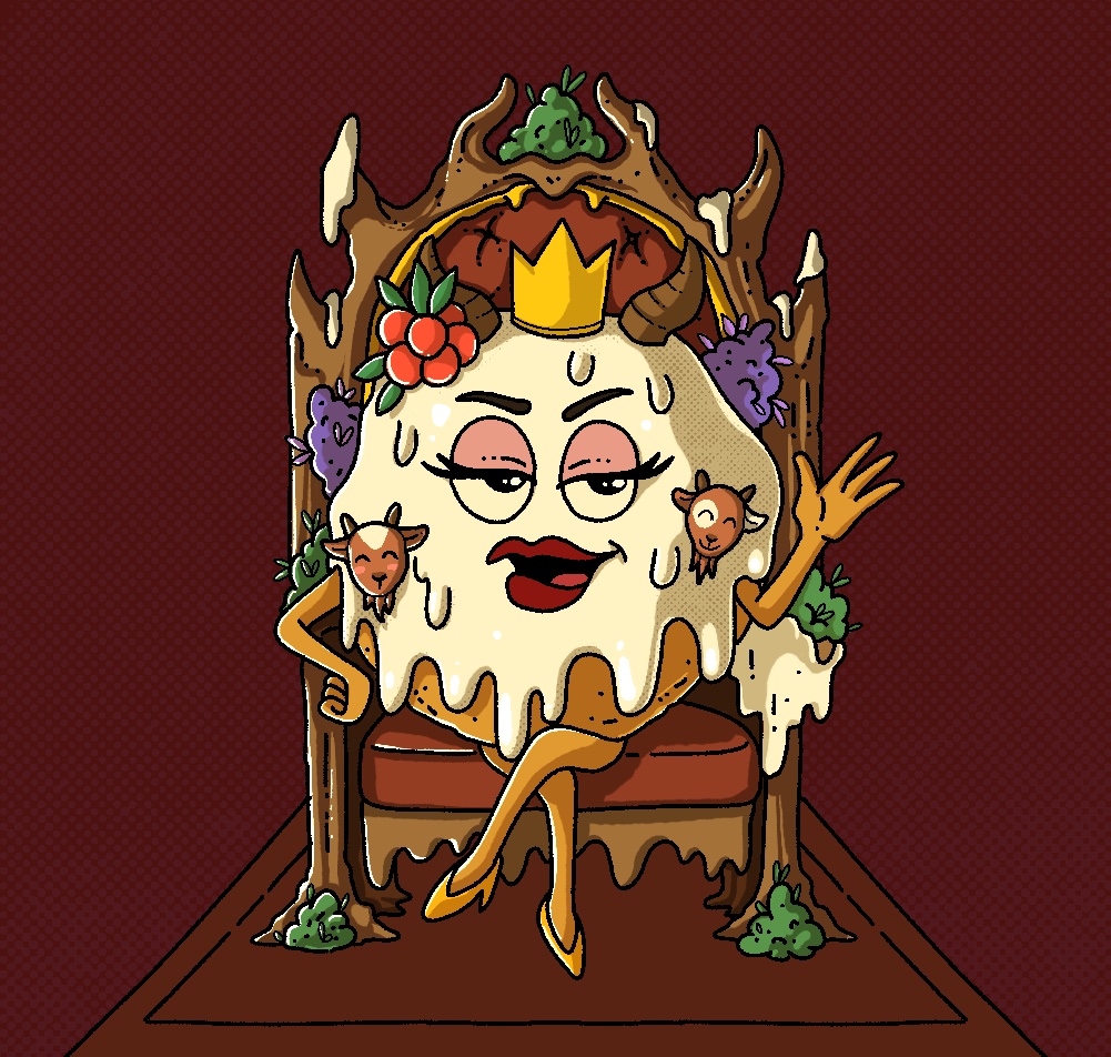 👑✨ Welcome to the Realm of Blaze &amp; Glaze ✨👑

From the depths of the Chamber of Crust, 
she rises, crowned in goat horns, 
dripping with sacred milk glaze,
 ruling with sass and fire.

This is no ordinary bakery.

This is a revolution glazed in myth.

🔥 Follow the Queen. 🔥