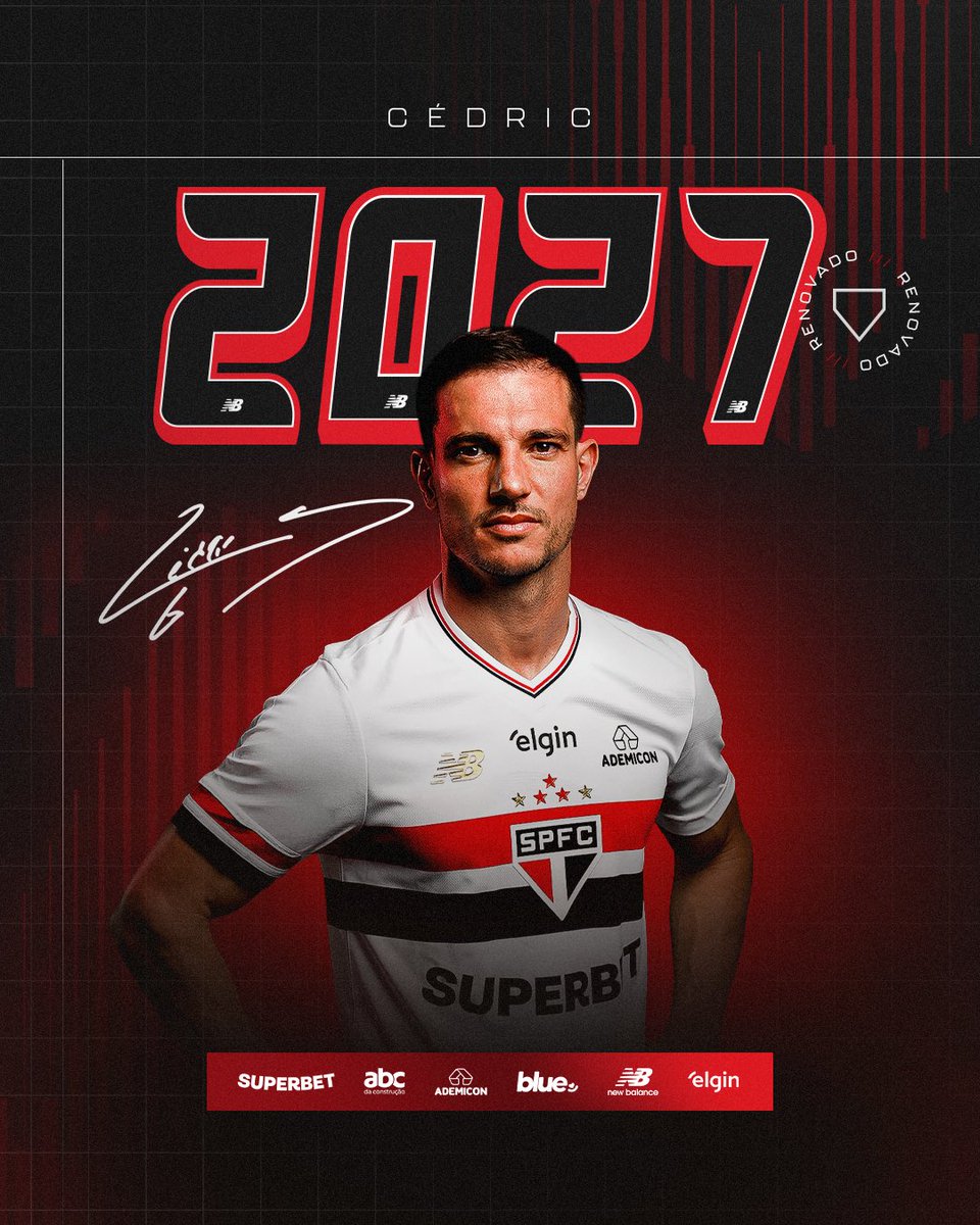 ✍️ O Tricolor acertou a renovação de contrato do lateral-direito Cédric até 31 de dezembro de 2027!

O antigo vínculo era válido até esta quarta-feira (30).

🇵🇹 O jogador português chegou ao São Paulo em janeiro deste ano e atuou em 16 dos 17 jogos da equipe desde a sua estreia.