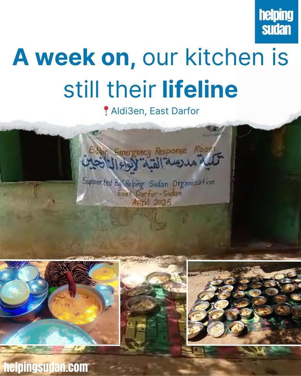 HelpingSudanOrg's tweet photo. Cooking continues in Darfor, but supplies are running dangerously low. We urgently need your support to keep the kitchen going.

Please donate at

https://t.co/VrjpaQjIc0

(link also in bio 🔗)

Let’s not turn our backs on them now. #HelpingSudan #Sudan #السودان #KeepEyesOnSudan https://t.co/KXvMYEzP54