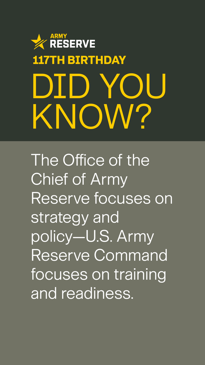 #DYK 

April marks the U.S. Army Reserve's Birthday Month! Join us in celebrating our 117th Birthday by learning more about #USARThroughTime!⏱️

#ArmyReserve117